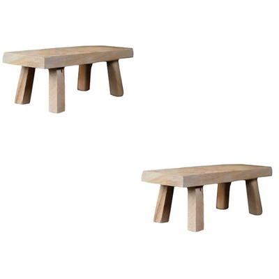  Set of 2 Miniature Wood Stool Small Foot Stools Wooden Footstool - Image 1 of 4