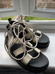 Dr. Martens Women's Nartilla Beige Leather Gladiator Platform Sandals, Size UK 4 - Picture 1 of 4