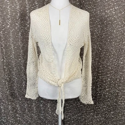 Top vintage de ganchillo con flores blancas Laura Ashley corbata frontal cottagecore para mujer pequeño Foto 1 de 4