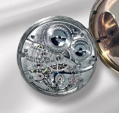 1910 Waltham 16s 21J Crescent St Model 1908 RR Grade Fancy Eagle Case Back PW! - Image 1 of 4