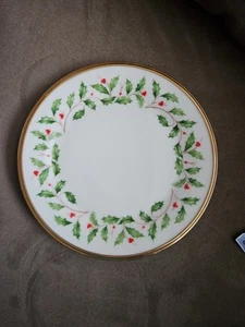Plato de postre de repuesto Lenox "Holiday", acebo y bayas, 6,5" - seminuevo - Imagen 1 de 4