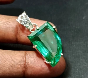 Certified 39.25 Natural Paraiba Tourmaline 925 Silver Pendant Loose Gemstone - Picture 1 of 10