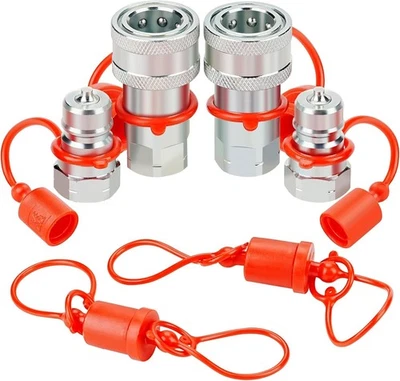 ANCIMOON 3/8'' Ag Pioneer Hydraulic Quick Connect Coupler Fittings with Dust Cap