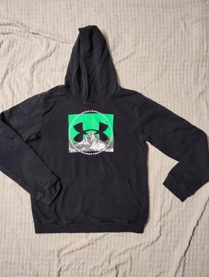 Under armour neon green mountain logo graphic print hoodie sz youth XL unisex - Image 1 of 4