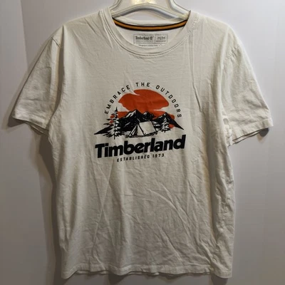 Men’s Timberland Short Sleeve White Tshirt Size Medium 100 Cotton - Image 1 of 4