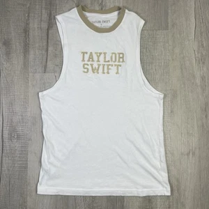 Taylor Swift White Gold Logo Muscle Tank Top Size Small Eras Tour Merch USA J - Picture 1 of 7