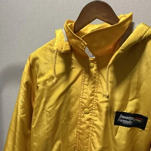 Benetton Formula1 Yellow Nylon Jacket Hooded Parka Blouson M - Picture 1 of 11
