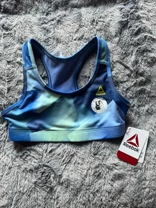 GIRLS REEBOK BRAND NEW SZ M 7/8 REVERSIBLE SPORTS BRA PINKS Poly/Spandex NWT - Picture 1 of 2