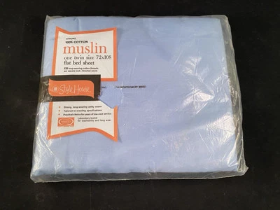 Nuevo de Colección Montgomery Ward Doble Sábana Plana Sellado Azul Muselina Paquete NUEVO Antiguo Stock Foto 1 de 4