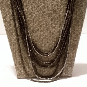 Long Olive Green Seed Bead Multi Strand Layered Necklace - Picture 1 of 6