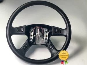 🔥03-06 SILVERADO SIERRA YUKON TAHOE SUBURBAN STEERING WHEEL LEATHER BLACK - Picture 1 of 6