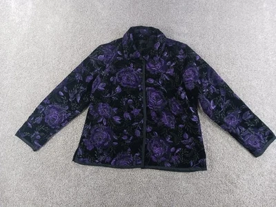 Chaqueta reversible vintage sin marca para mujer púrpura negra botón floral Foto 1 de 4