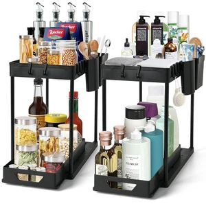 2-Pack Under Sink Organizer – 2-Tier Sliding Storage Rack for Bathroom & Kitc... - Picture 1 of 7