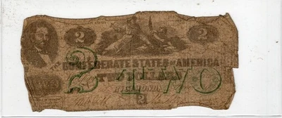 T-43 PF-1; T-55 PF-8 1862 Confederate Paper Money + 3 CSA Bond Coupons - Image 1 of 4