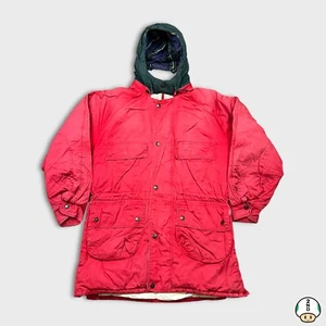 Chaqueta Náutica De Colección Años 90 Para Hombre Grande Roja Cremallera Completa Desteñida Exterior Larga Parka Abrigo - Imagen 1 de 8