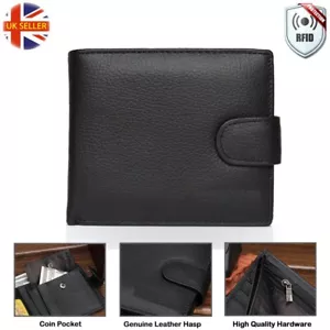 Mens RFID Blocking Leather Mens Wallets with 5 Card Slot & 2 Banknote pocket - Picture 1 of 13