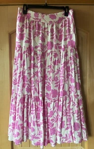 Gonna midi a strati Lauren Conrad nuova con etichetta foderata in lino rayon rosa M - Foto 1 di 6