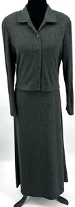 Ronnie Nicole By Ouida Womens Maxi Dress Long Sleeve Jacket Set Large Gray Knit - Picture 1 of 14