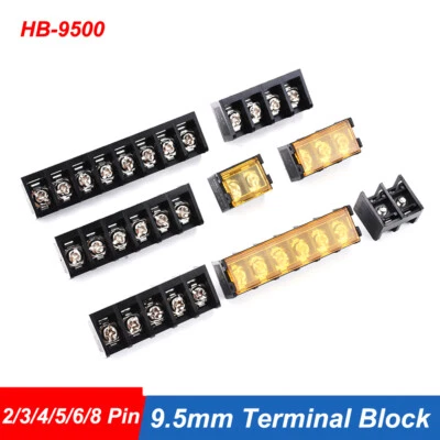2/3/4/5/6/8 Pin Screw Barrier Terminal Block Connector 9.5mm HB-9500 With Cover - Image 1 of 4