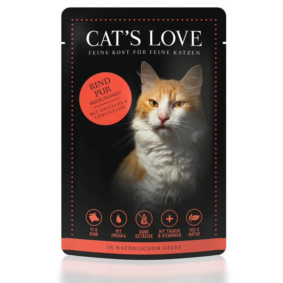 Cat's Love Adult Rind Pur Distel�l L�wenzahn 24x 85 g Nassfutter getreidefrei - Bild 1 von 1