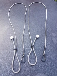 2x GREY Kayak Paddle Leash Fishing Rod Holder Bungee Tie Rope Shock Cord Lanyard - Picture 1 of 9