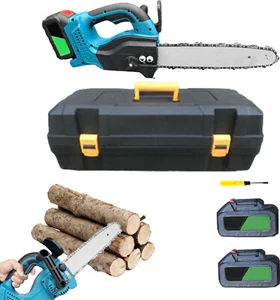 12 Inch Electric Chainsaw Garden Tree Branch Pruner Power Tool W/2 Battery - Picture 1 of 11