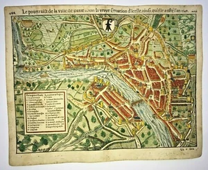BALE BASEL SWITZERLAND 1552 SEBASTIAN MUNSTER LARGE ANTIQUE VIEW 16TH CENTURY - Picture 1 of 8