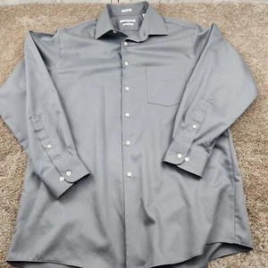 Van Heusen Lux Sateen Wrinkle Free gray dress shirt 15 1/2 32/33 Medium - Picture 1 of 4