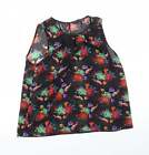 Atmosphere Womens Black Floral Polyester Basic Blouse Size 8 Round Neck