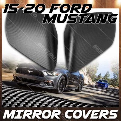 Cubierta de espejo lateral para Ford Mustang 15-21 negro mate cubierta de fibra de carbono Foto 1 de 3
