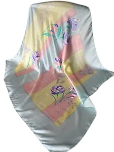 Escada Luxury Silk Scarf Pastel Music Notes perfect condition Italy 37"x35" - Picture 1 of 15