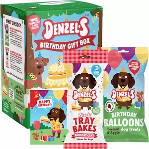 More details for denzel&#039;s dog treats mini birthday gift box - dog birthday cake chews with peanut
