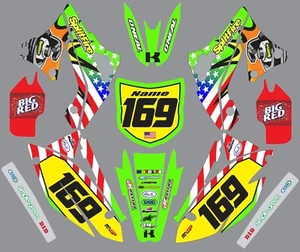 Graphics for 2009-2012 Kawasaki KX250f KX 250f Decal shrouds flag splitfire - Foto 1 di 1