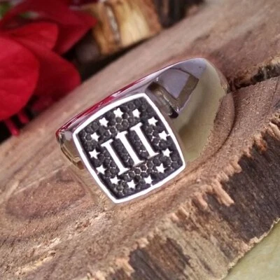 Solid 925 Sterling Silver AA Three Percentage Partywear Signet Men's Unisex Ring - Image 1 of 4