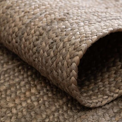 Jute Rug in Square Shape Gray Color Hand Braided Area Rug Farmhouse Jute Rug - Image 1 of 4