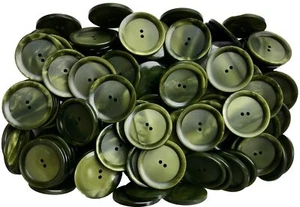 34mm 54L Green Olive Pearlescent Polished Satin 2 Hole Coat Large Buttons J104A - Picture 1 of 1