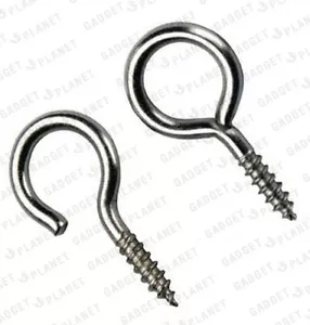 50x HOOKS AND EYES FOR NET CURTAIN WIRE METAL SCREWS PHOTO HANGING PICTURE FRAME - Picture 1 of 2