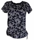 LADIES NAVY BUTTERFLY SHORT SLEEVE TOP SIZE 12 NEW (ref 524)