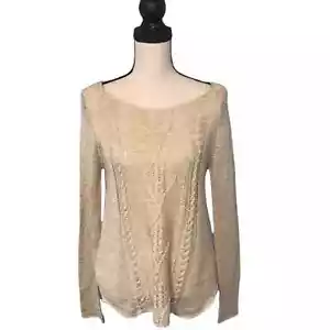 Blu Pepper Beige Sweater with Crochet Open Back Sz S - Picture 1 of 10