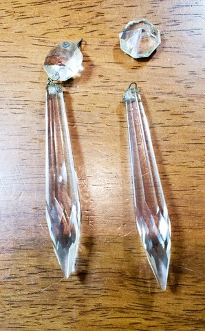 2 Antique Crystals For Chandelier 3 3/4” Prisms Vintage Restoration Ornaments Cover