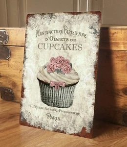 French Patisserie Metal Sign Vintage Plaque Shabby Chic Cupcake 200mm x 305mm - Picture 1 of 9