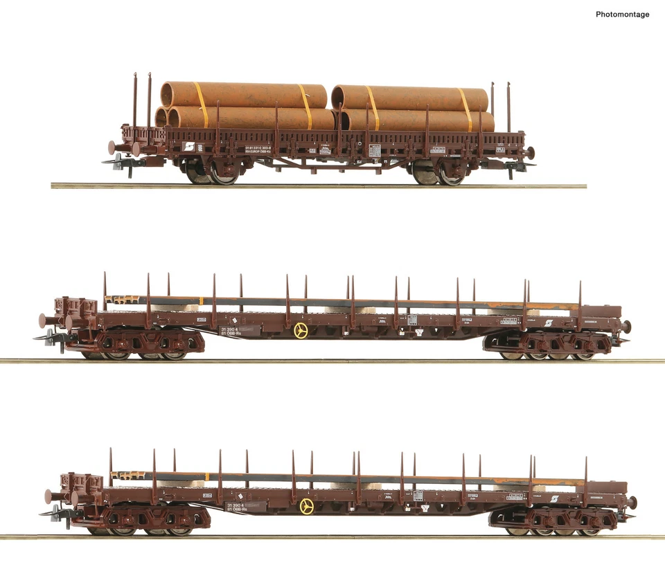 Roco 76053 - 3 Piece Set: Steel Train, ÖBB, Beautifully Aged, with Cargo, NEW, RARE - Image 1 of 1