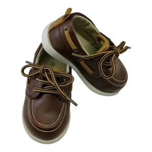 Koala kids Baby Boy Toddler Sz 4 Casual Shoes Brown Boat Loafers - Picture 1 of 11
