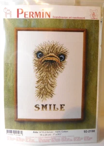 Vintage Permin Smile Bird Scandinavian Art Needlework Cross Stitch Craft Denmark - Picture 1 of 2
