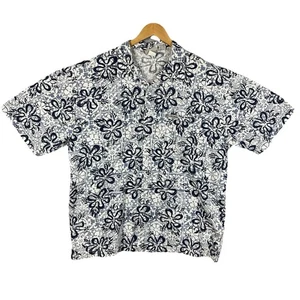 No Fear Shirt Mens XL Grey Hawaiian Short Sleeve Damask Lounge Camp Vintage 90s - Picture 1 of 7