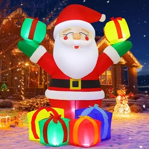 Inflables de Navidad de 6 pies para decoraciones al aire libre Papá Noel sonriente con... - Imagen 1 de 6