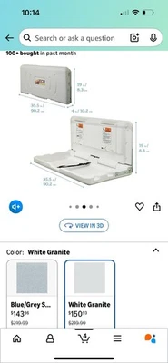 Cambiador horizontal montado en la pared ECR4Kids, cambiador de bebé, granito blanco Foto 1 de 4