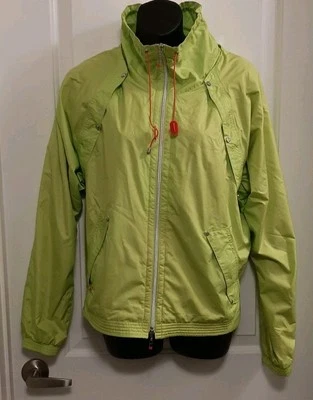 Izod Golf Windbreaker Jacket Removable Sleeves Neon Green Pink Women's XL - Image 1 of 4