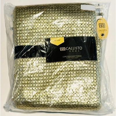 "Manta Callisto Home dorada metálica gruesa tejida bronceada flautista 50x60"" nueva con etiquetas" Foto 1 de 4