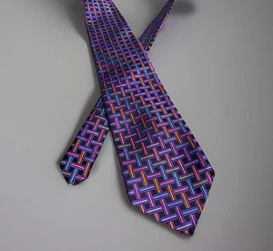 Robert Talbott Carmel Multicolor Black Purple Silk Tie Bold Geometric Design - Picture 1 of 4